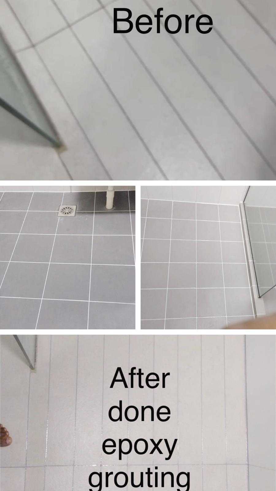 After done epoxy grouting and cleaning and polishing