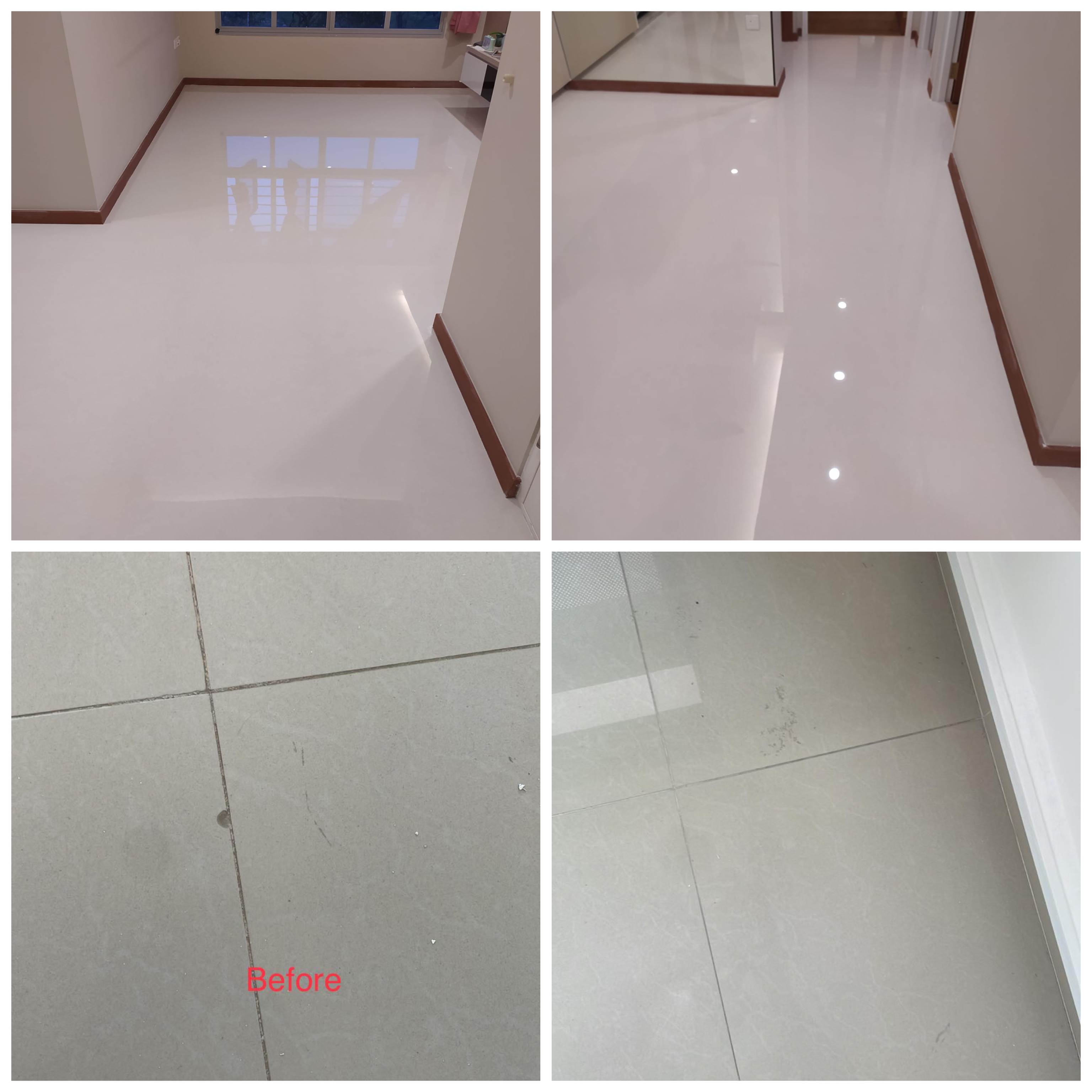 After done marble gum grouting, polishing, finishing and
                        cleaning tiles.